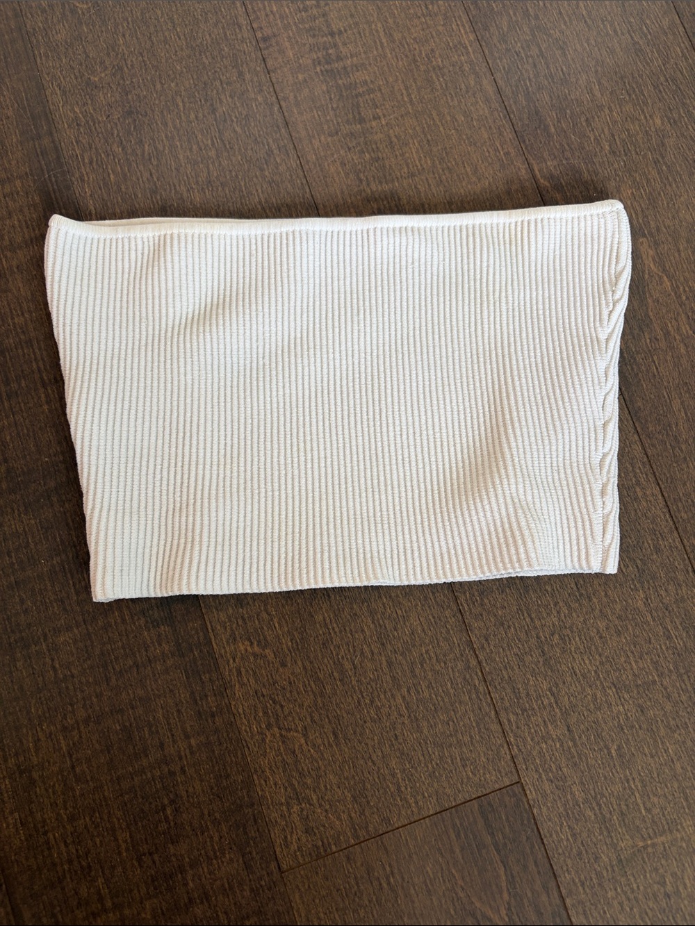 Babaton White Ribbed Strapless Crop Top